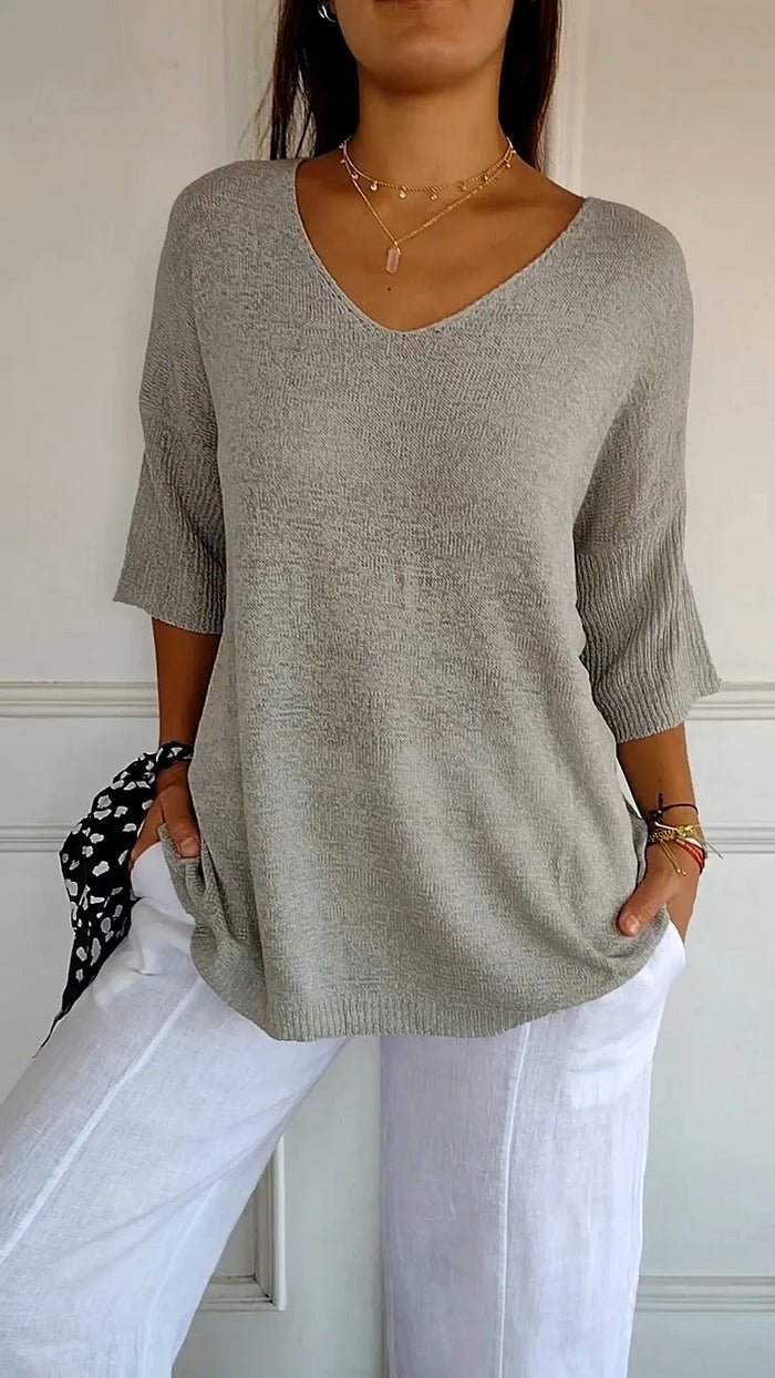 Ashley | Women's Oversized Knit V-Neck Sweater
