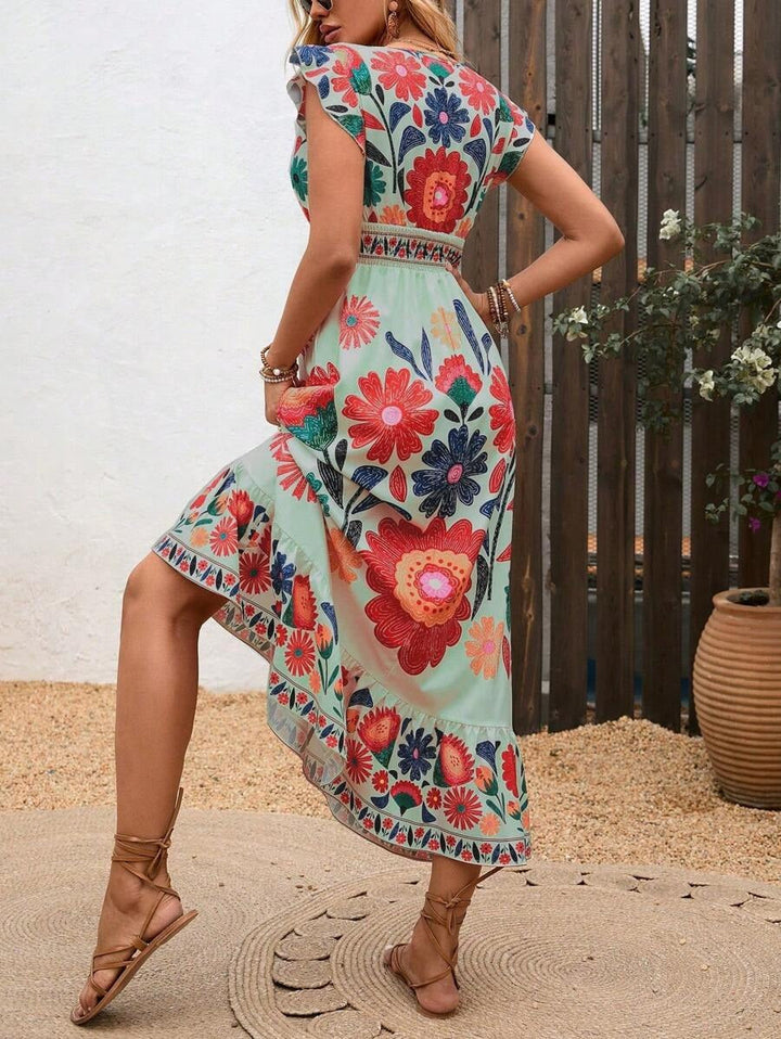 Ashley | Women's V-Neck A-Line Midi Dress for Stylish Comfort
