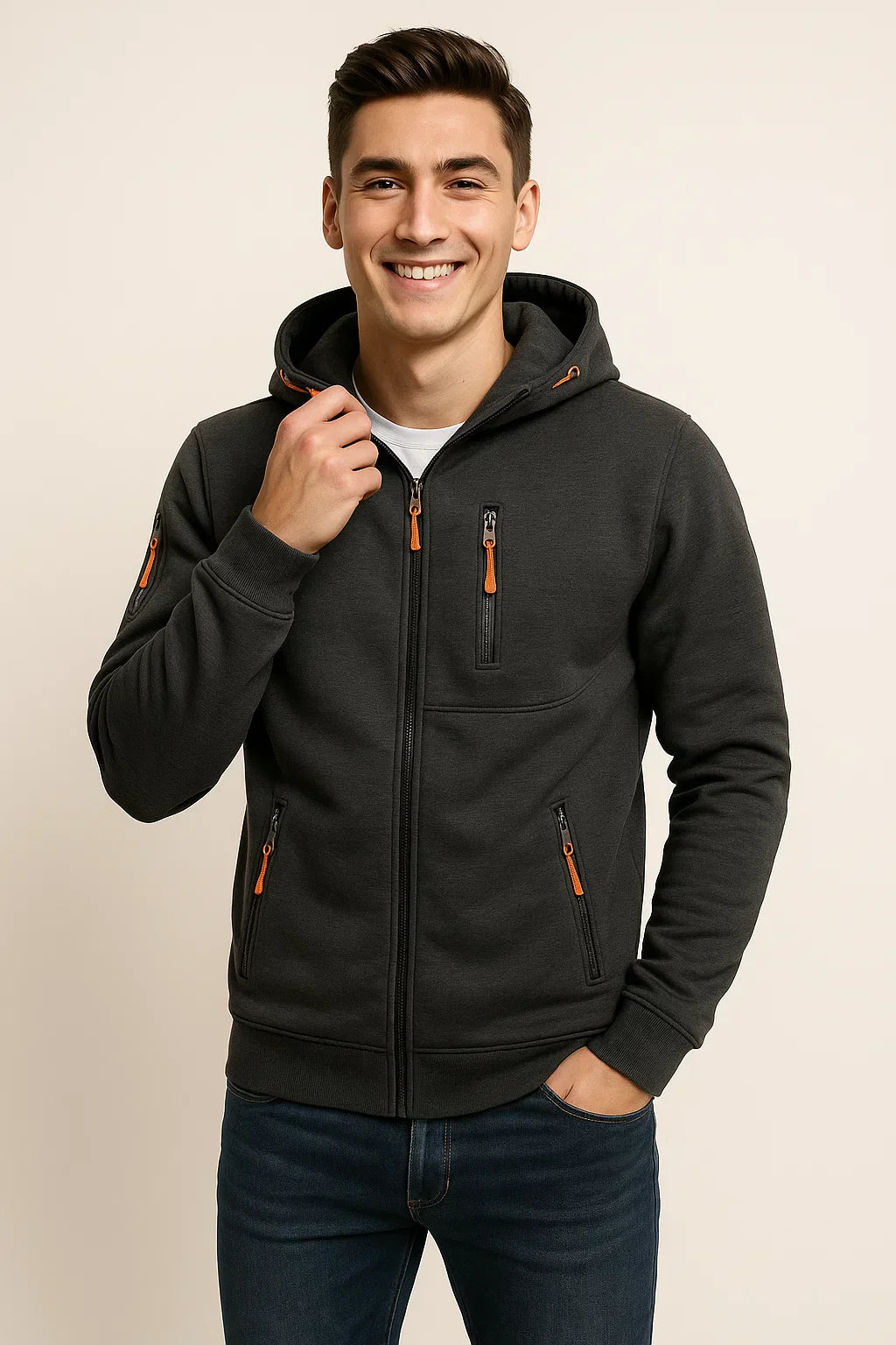 Men's Multi-Pocket Zip Hoodie