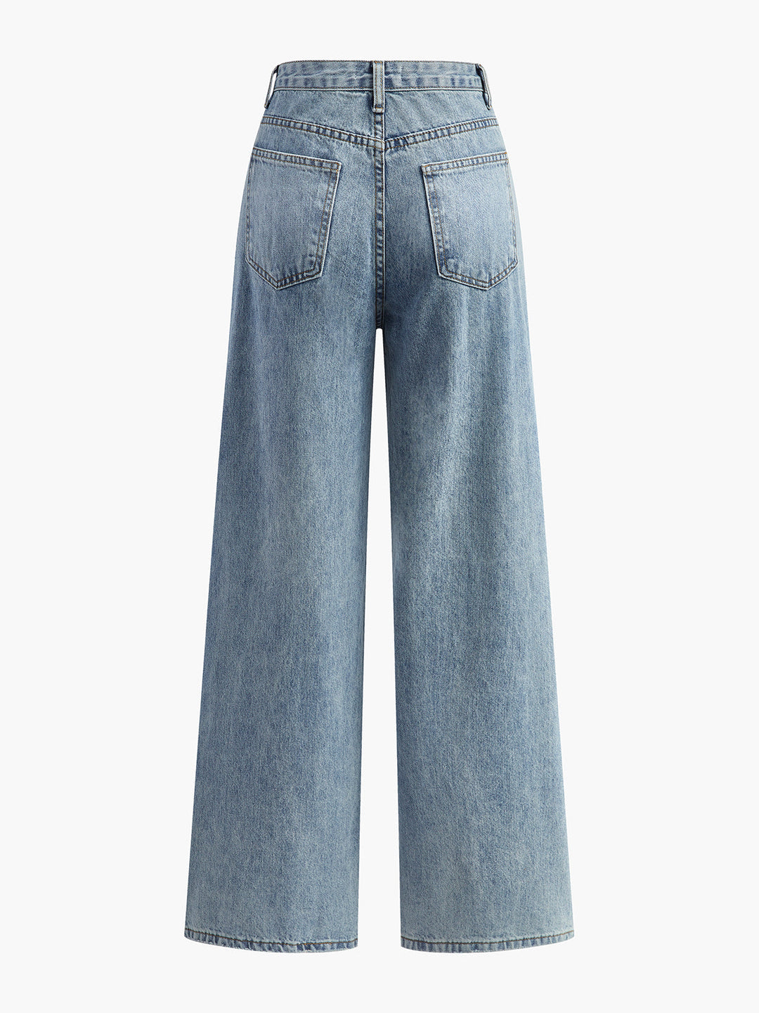 Women's Asymmetric Waist Wide-Leg Denim Trousers