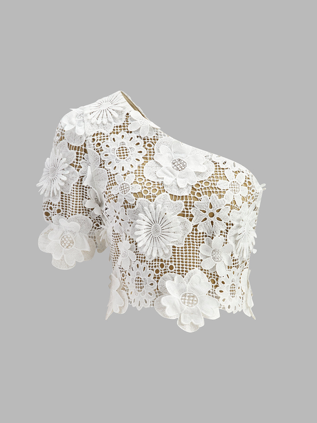 Women's Asymmetrical Floral Lace Top and Skirt Set