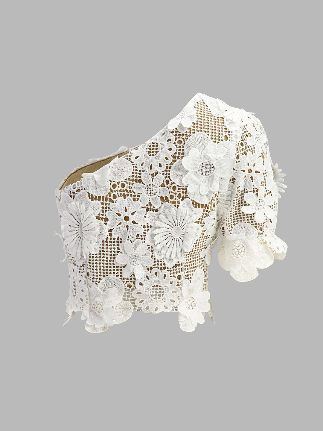 Women's Asymmetrical Floral Lace Top and Skirt Set