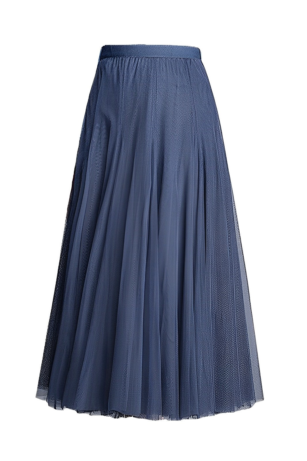 Women's Pleated Midi Skirt in Mesh Fabric