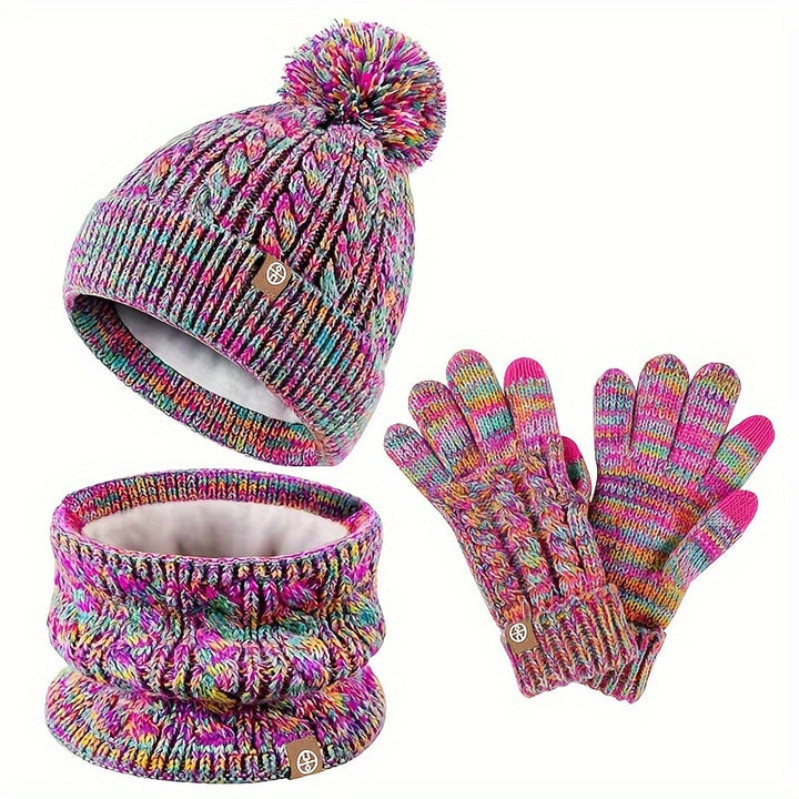 Women's 3-Piece Winter Set with Hat, Scarf, and Gloves