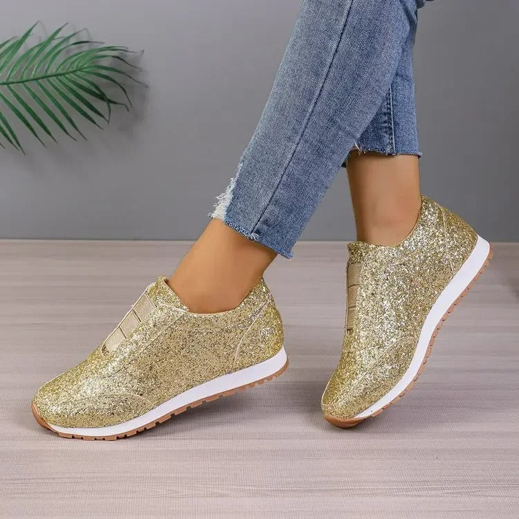 Nika | Women's Glitter Slip-On Sneakers | Casual Low-Cut Style