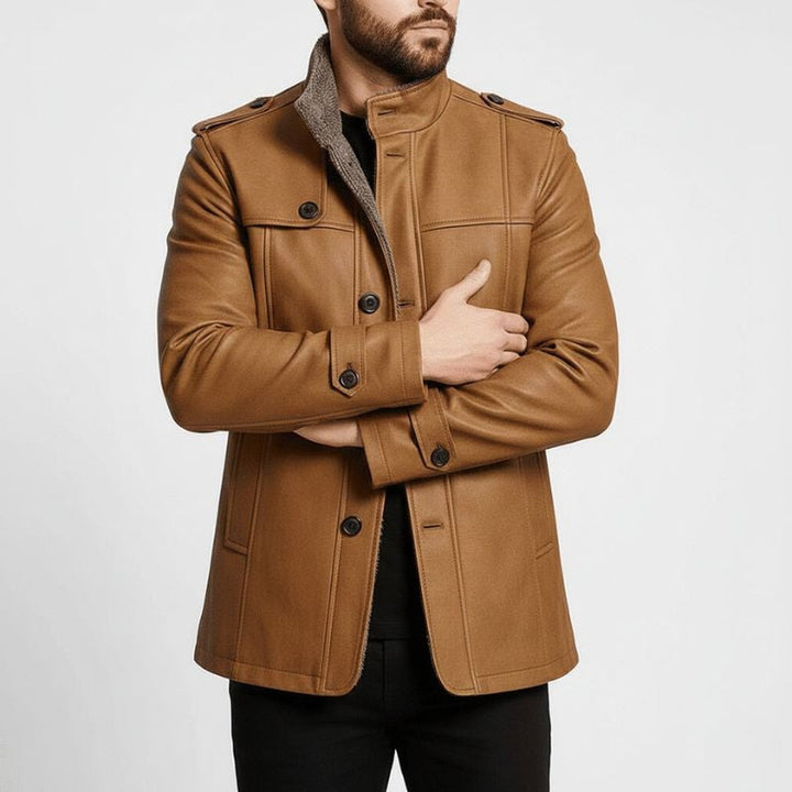 Men's Long Faux Suede Trench Coat with Classic Lapel and Button Front