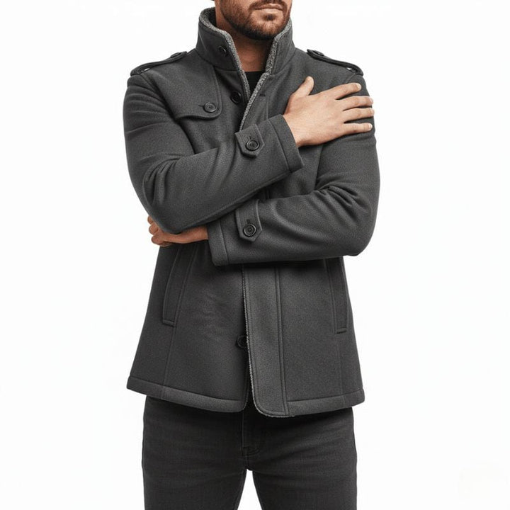 Men's Long Faux Suede Trench Coat with Classic Lapel and Button Front