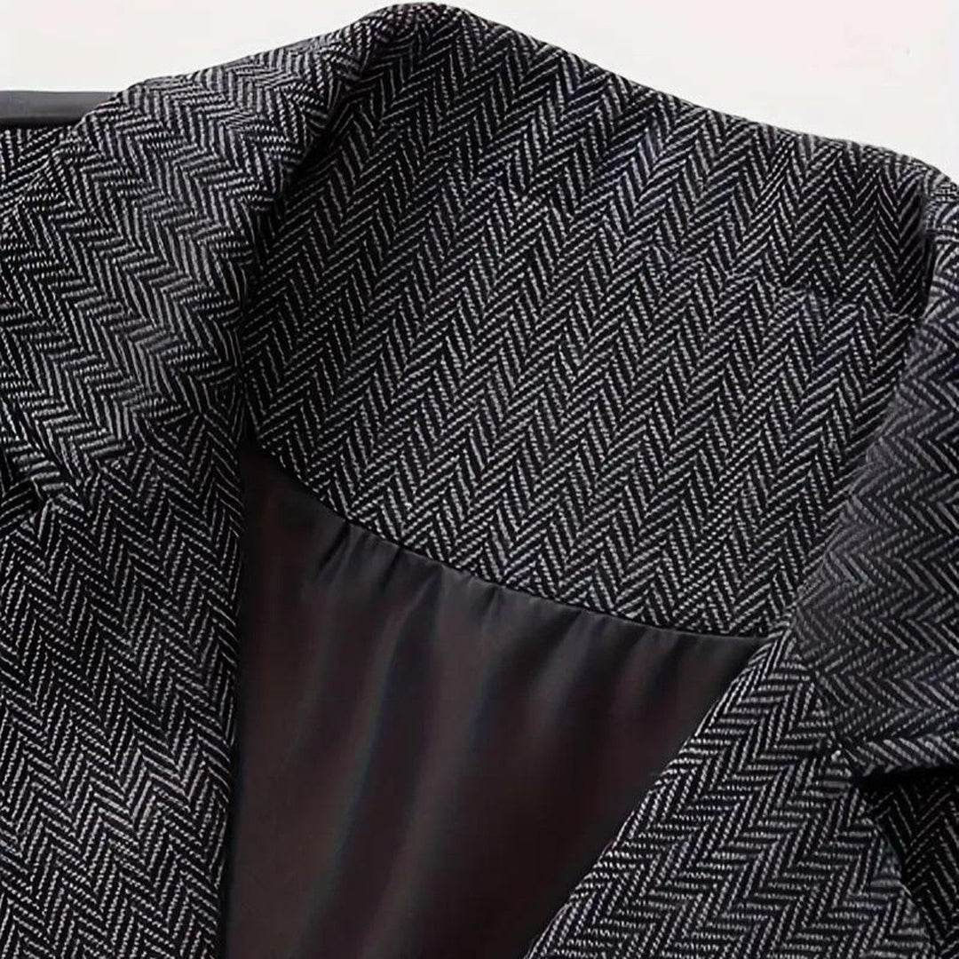 Men's Classic Herringbone Tweed Vest with Notch Lapel and Pocket Chain