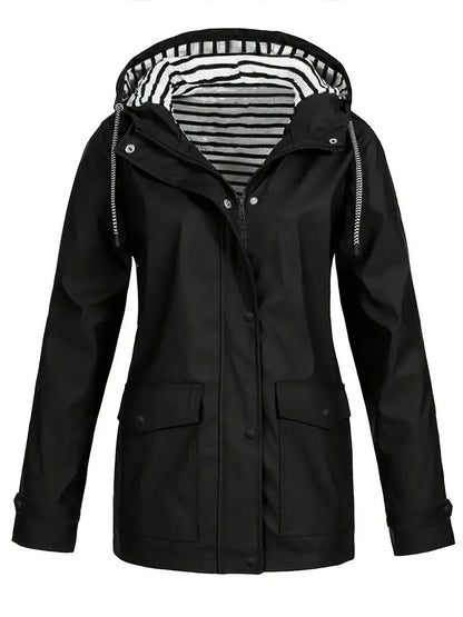 Behaaglijke casual regenjas met capuchon en rits voor dames, voor herfstdagen