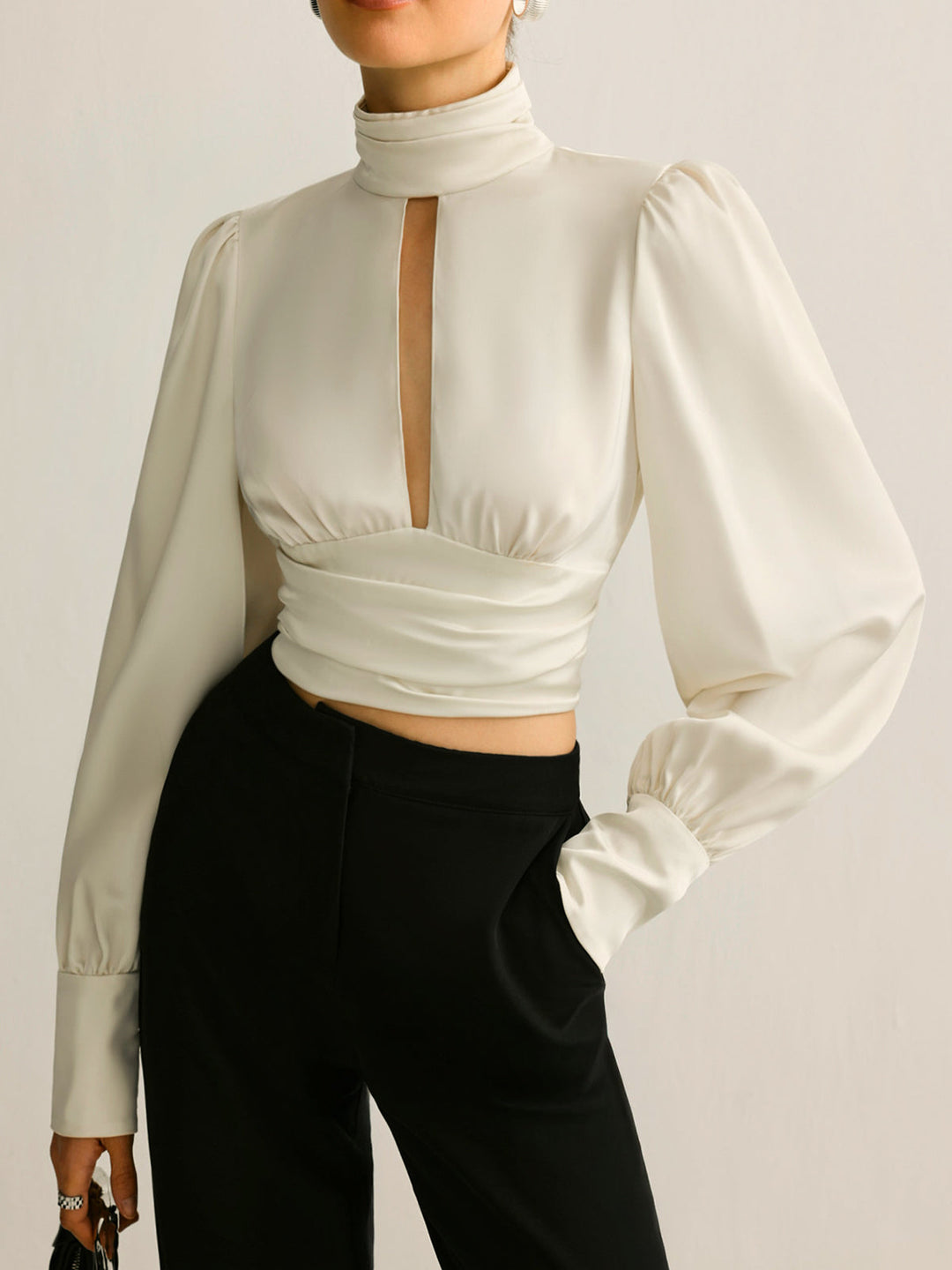 Women's Backless Pleated Satin Top
