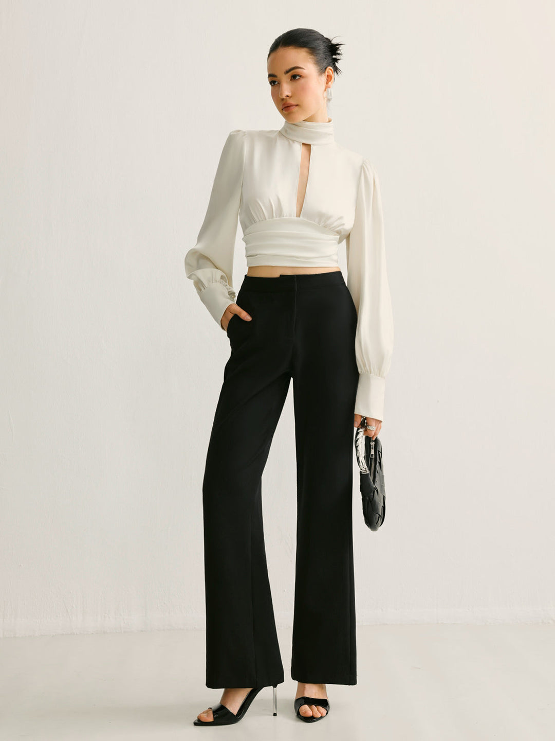 Women's Backless Pleated Satin Top