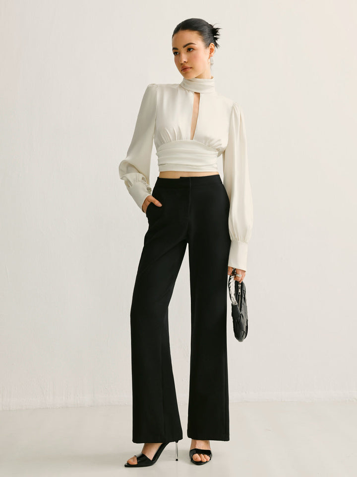 Women's Backless Pleated Satin Top