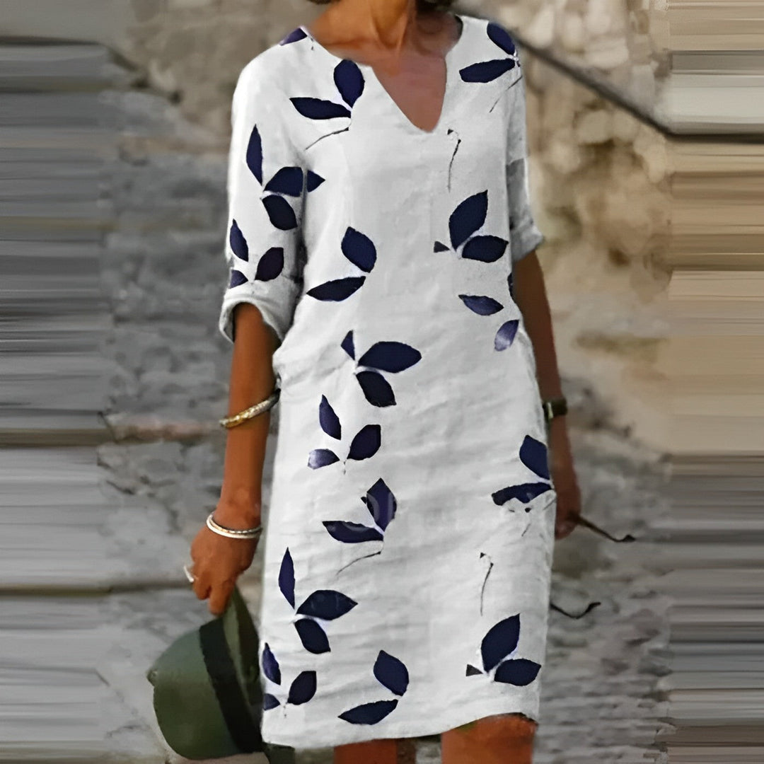 Mavis | Women's Vintage Summer Mini Dress with Short Sleeves and V-Neck