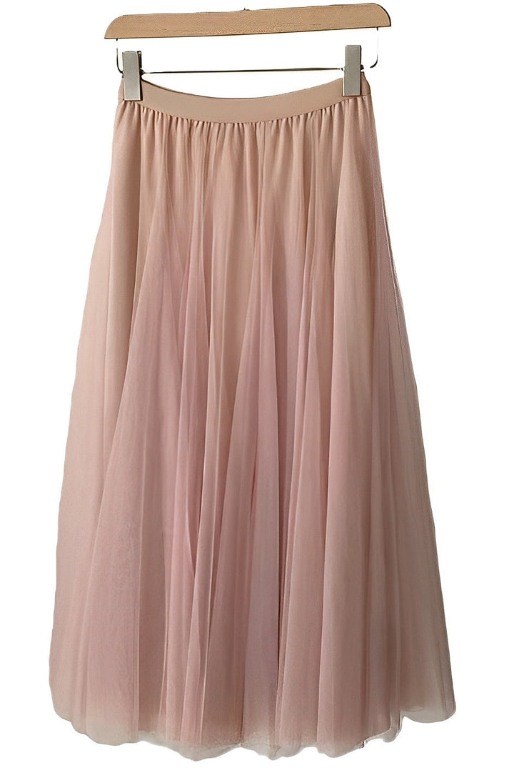 Women's Pleated Midi Skirt in Mesh Fabric