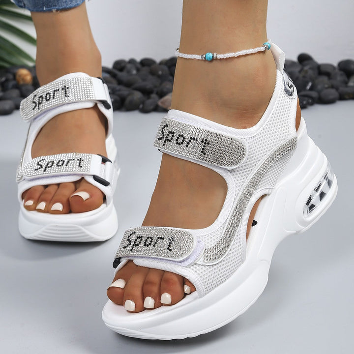 Elegant Women's Orthopedic Platform Sandals with Crystal Accents