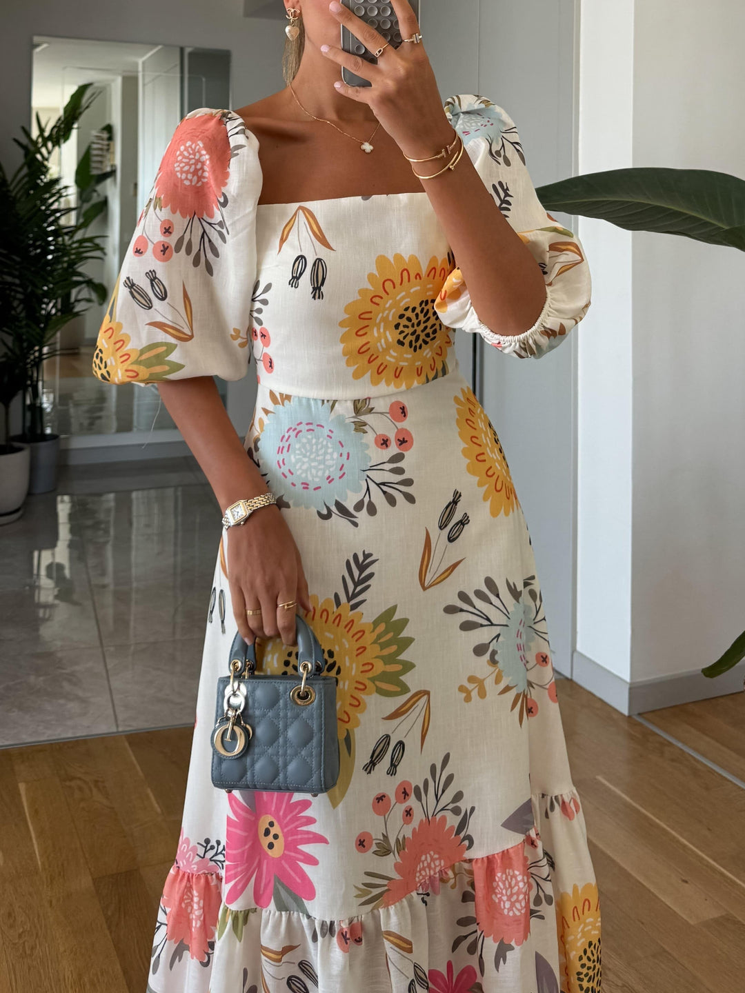 Blair | Women's Puff Sleeve A-Line Midi Dress