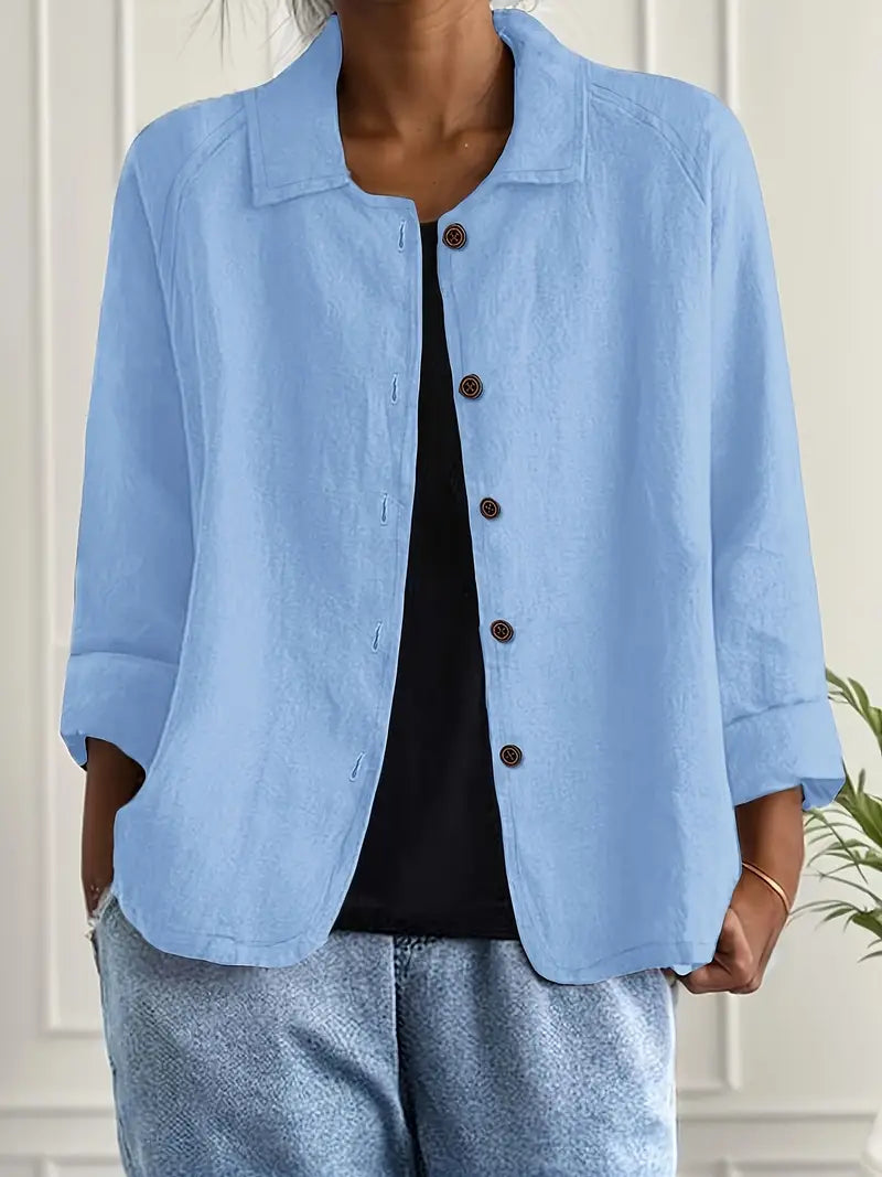 Gilet-chemise léger pour femme en mélange de coton et de lin