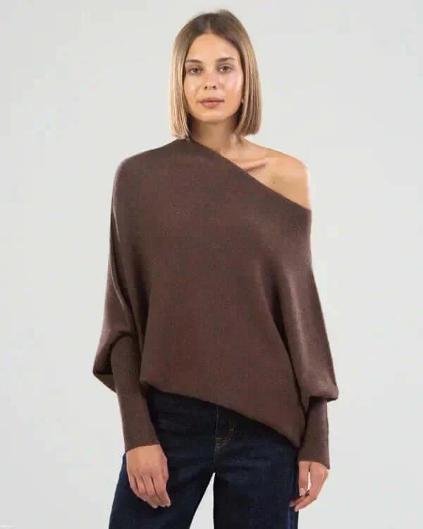 Women's Asymmetric Draped Sweater | Long Hem Design