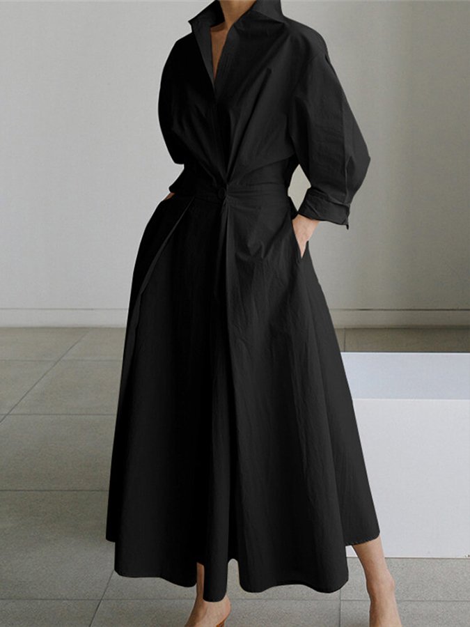 Cara | Women's V-Neck A-Line Midi Dress
