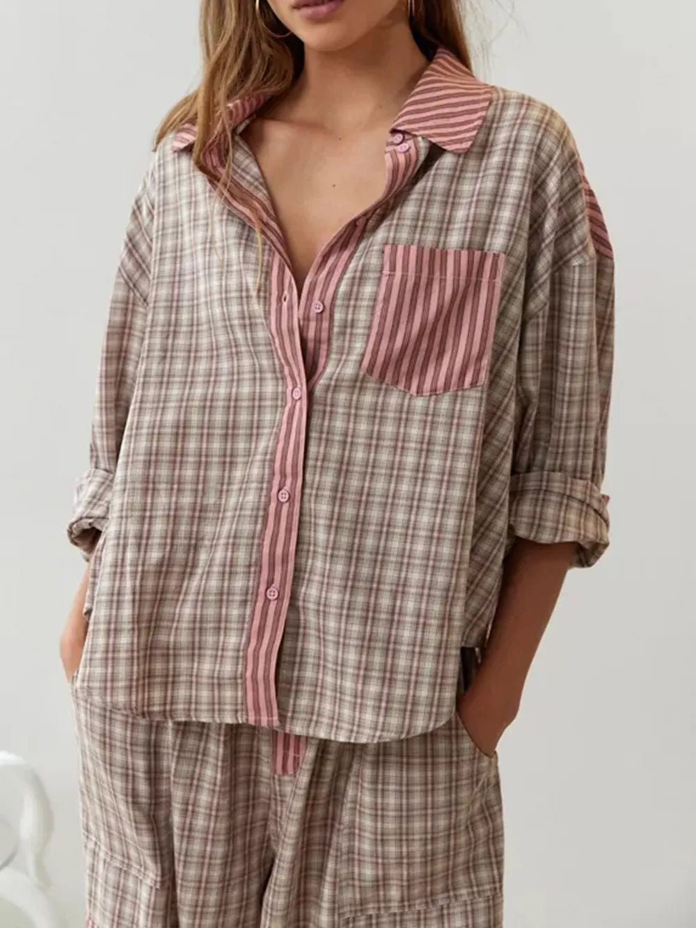 Carolyn | Women's Striped Long Sleeve Two-Piece Outfit