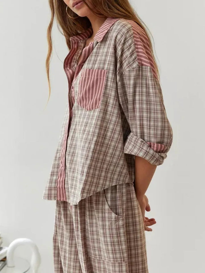 Carolyn | Women's Striped Long Sleeve Two-Piece Outfit