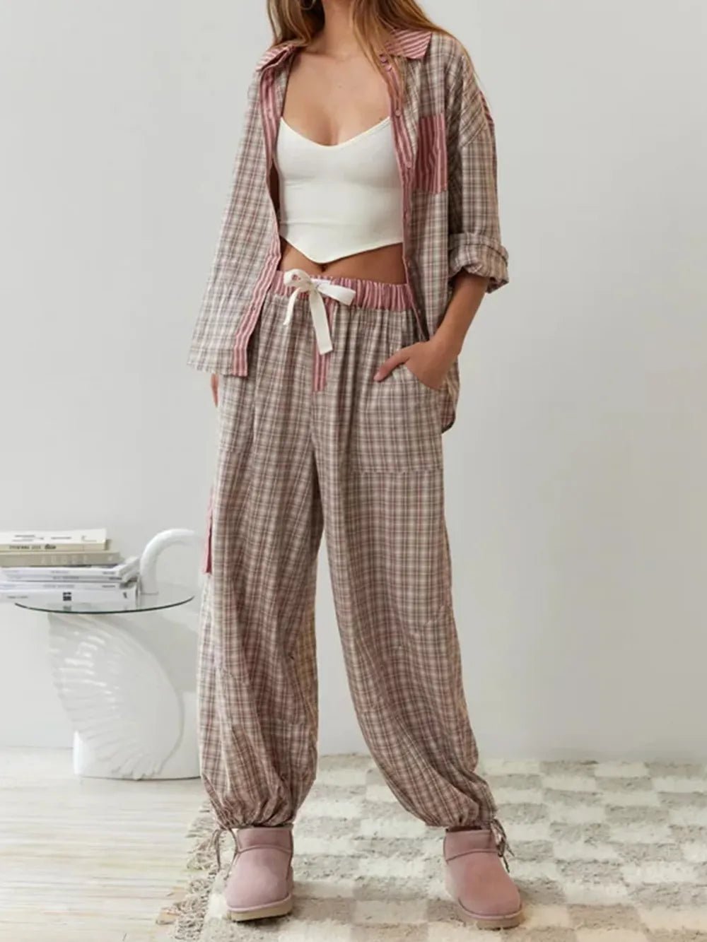 Carolyn | Women's Striped Long Sleeve Two-Piece Outfit
