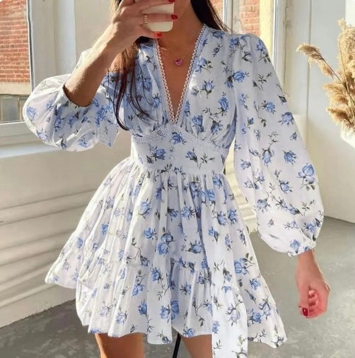 Carolyn | Women's Long Sleeve V-Neck A-Line Dress
