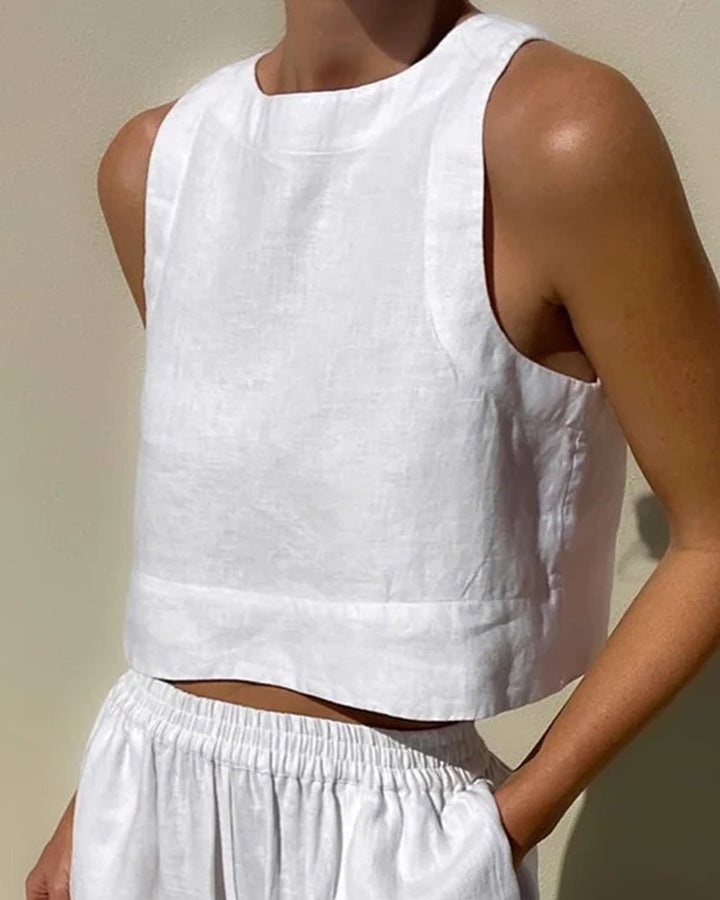 Charlene | Women's Cropped Sleeveless Tank and Pants Set