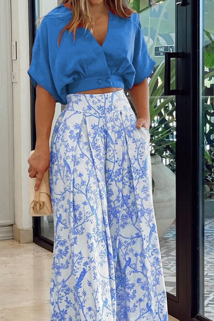 Colleen | Women's Cropped Wrap Top and Pants Set