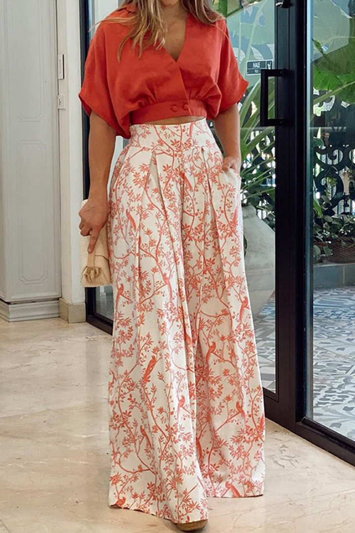 Colleen | Women's Cropped Wrap Top and Pants Set