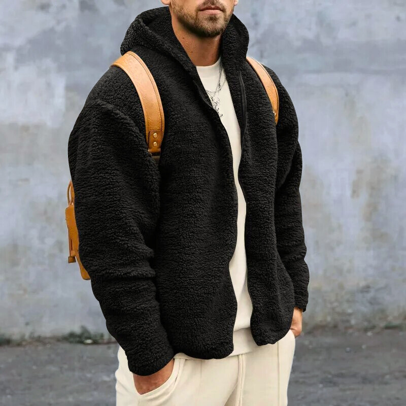 Men's Cozy Fleece Hooded Vest with Zipper Closure