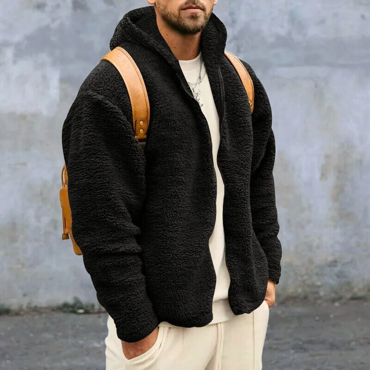 Men's Cozy Fleece Hooded Vest with Zipper Closure