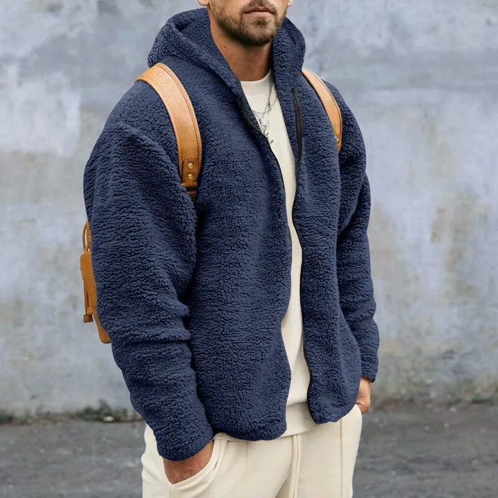 Men's Cozy Fleece Hooded Vest with Zipper Closure