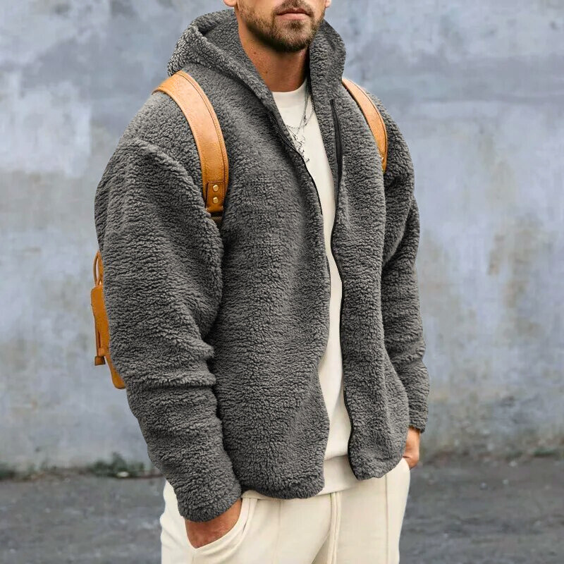 Men's Cozy Fleece Hooded Vest with Zipper Closure