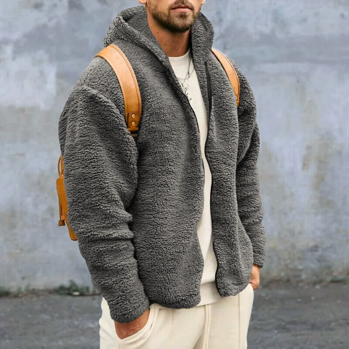 Men's Cozy Fleece Hooded Vest with Zipper Closure