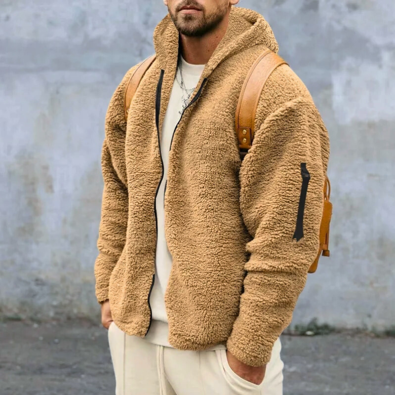 Men's Cozy Fleece Hooded Vest with Zipper Closure