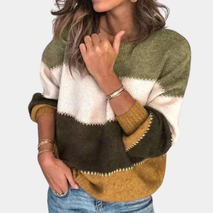 Women's Comfortable Fit Striped Sweater