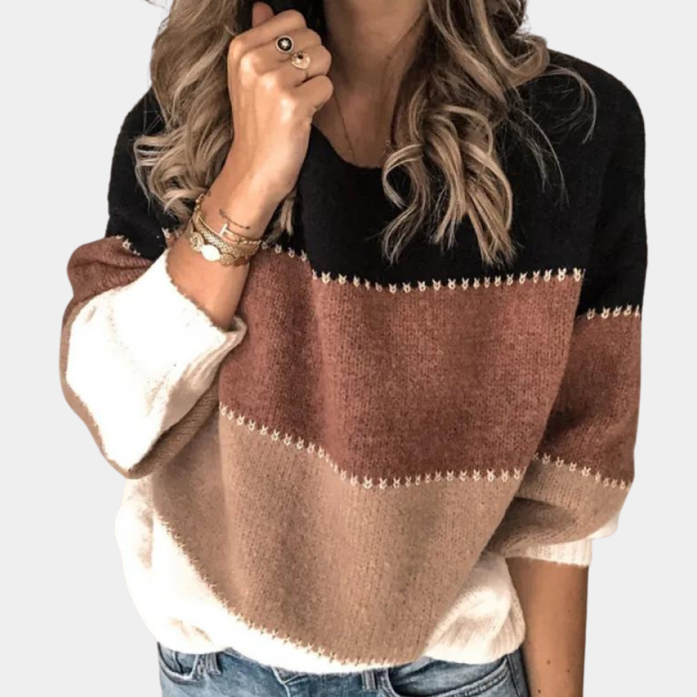 Women's Comfortable Fit Striped Sweater