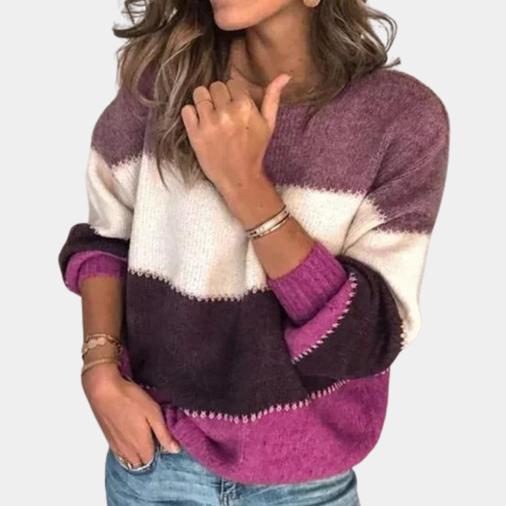 Women's Comfortable Fit Striped Sweater
