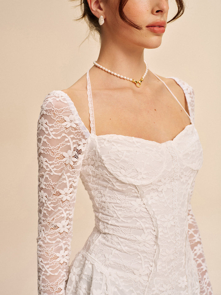 Women's Corset Lace Halter Dress