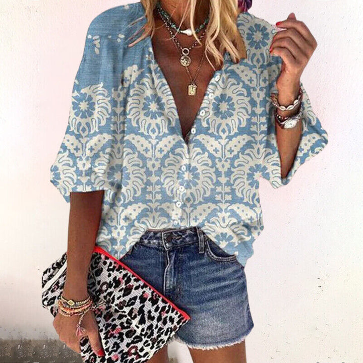 Crystal | Women's Floral Print Button-Up Blouse