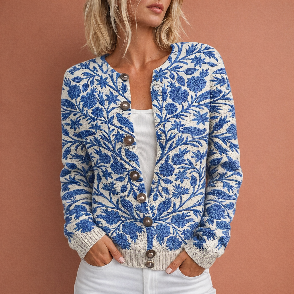 Women's Floral Pattern Cardigan – Cozy and Stylish