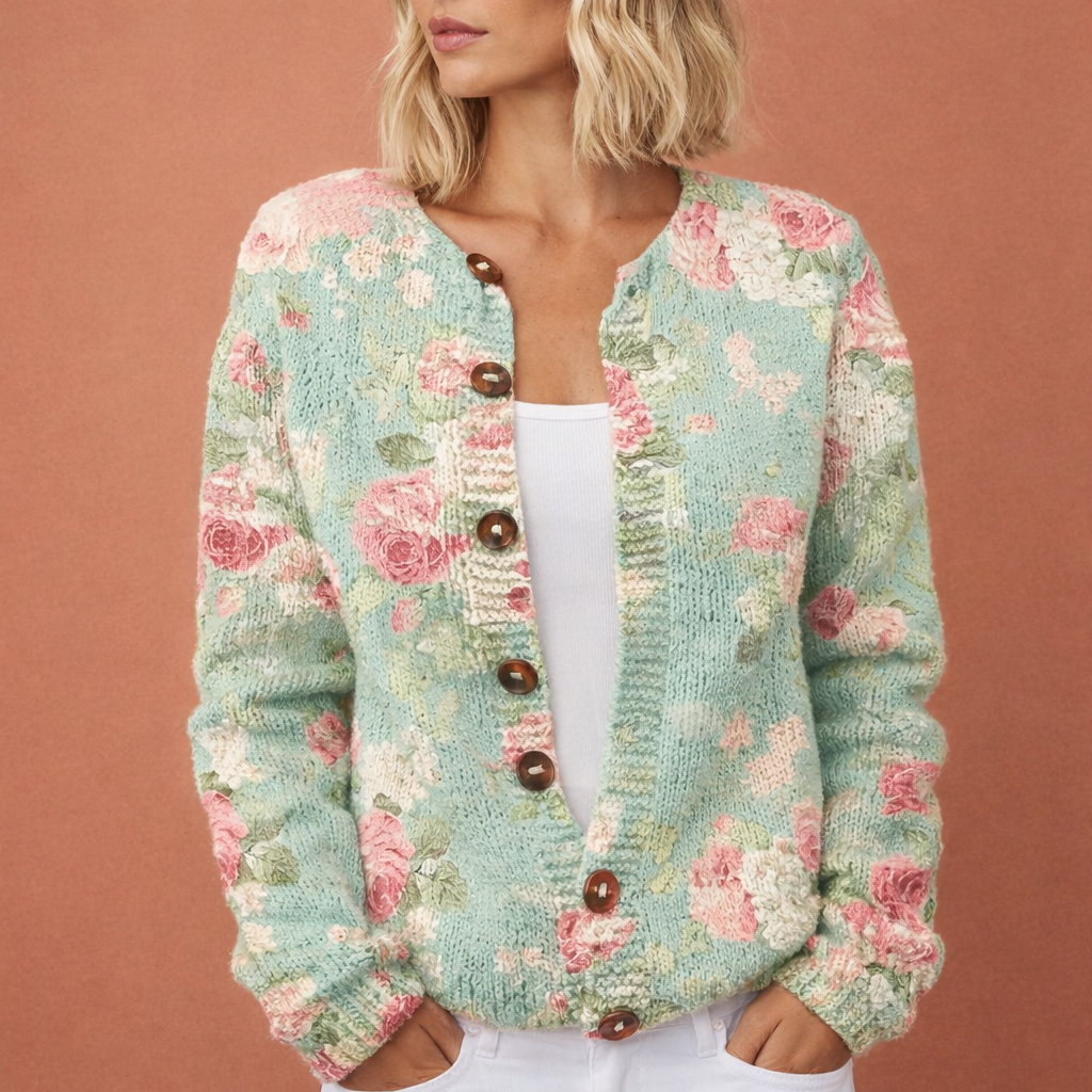 Women's Floral Pattern Cardigan – Cozy and Stylish