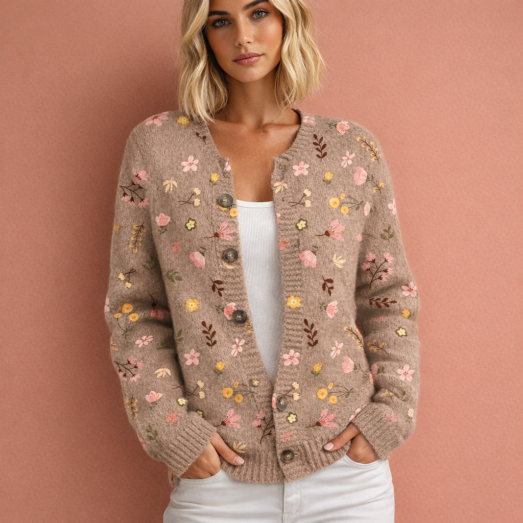 Women's Floral Pattern Cardigan – Cozy and Stylish