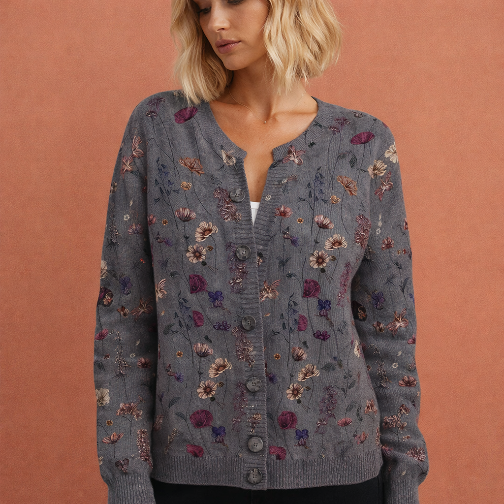Women's Floral Pattern Cardigan – Cozy and Stylish