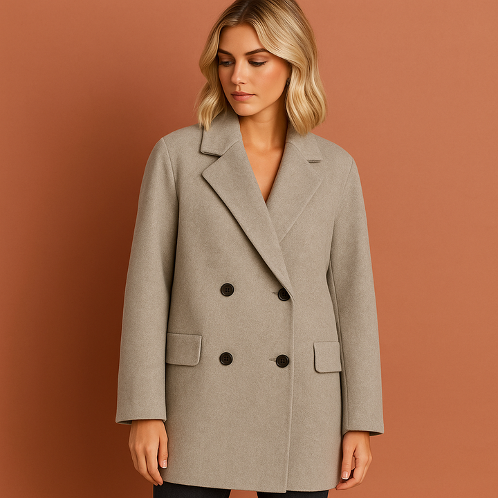 Women's Elegant Fit Double-Breasted Long Coat
