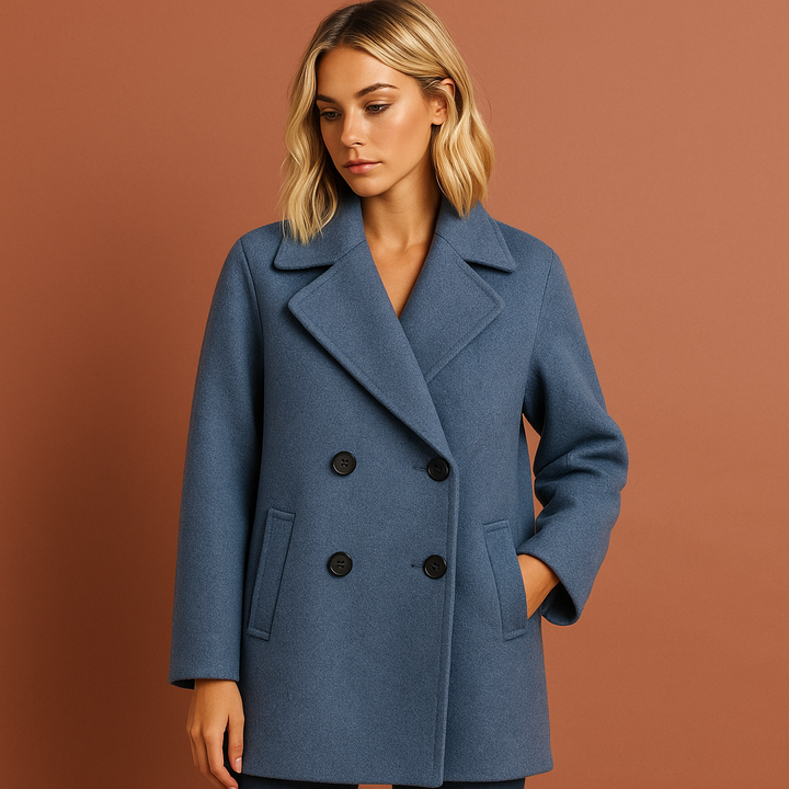 Women's Elegant Fit Double-Breasted Long Coat