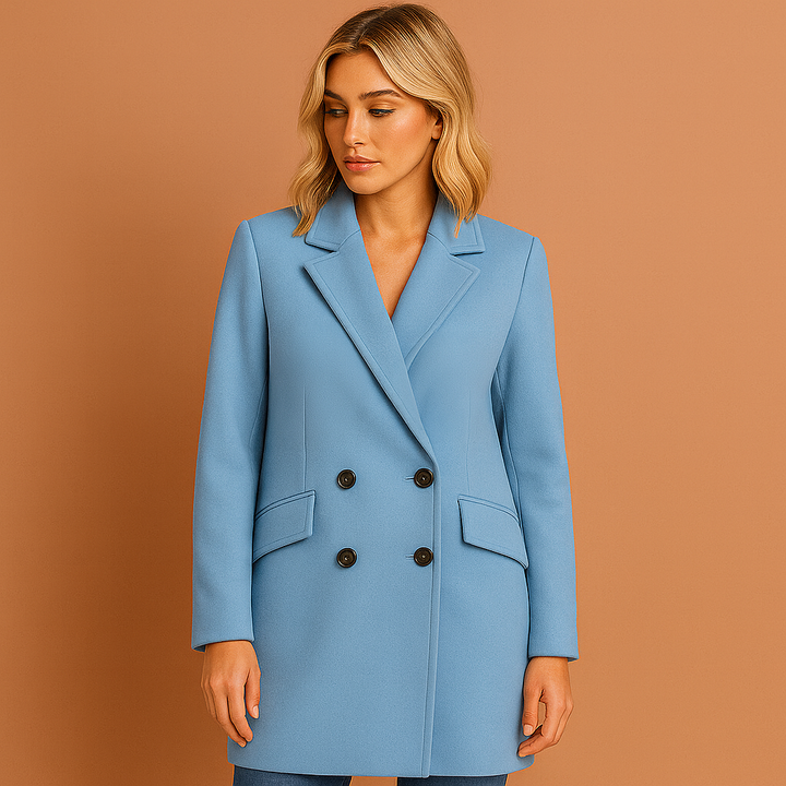 Women's Elegant Fit Double-Breasted Long Coat
