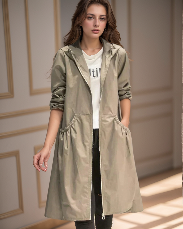 Women's Waterproof Long Raincoat - Comfortable Fit