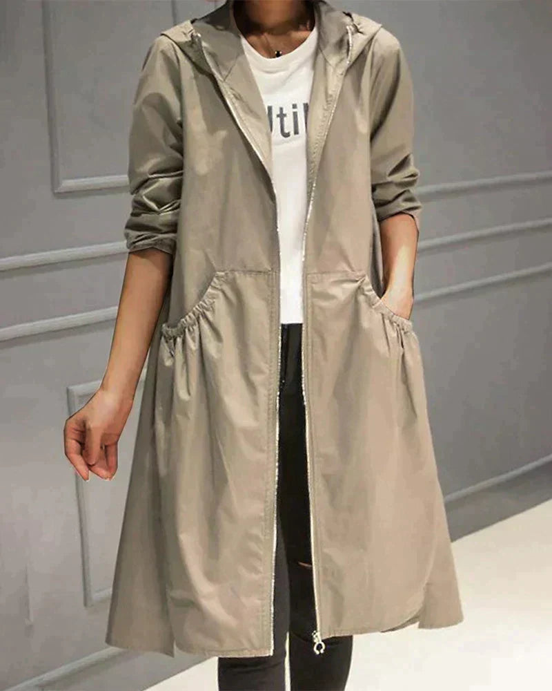 Women's Waterproof Long Raincoat - Comfortable Fit